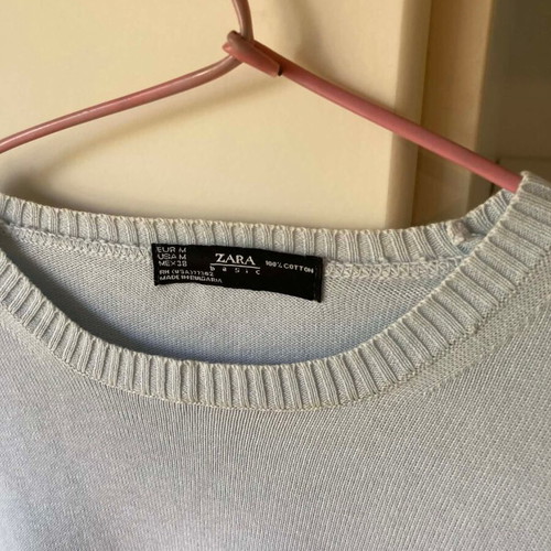 Zara men's long-sleeve thin turquoise pullover sweater used