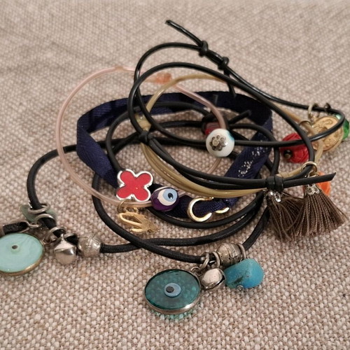 Mixed bracelets used with hanging decorations set