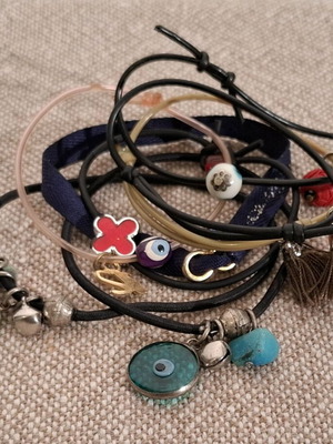 Mixed bracelets used with hanging decorations set