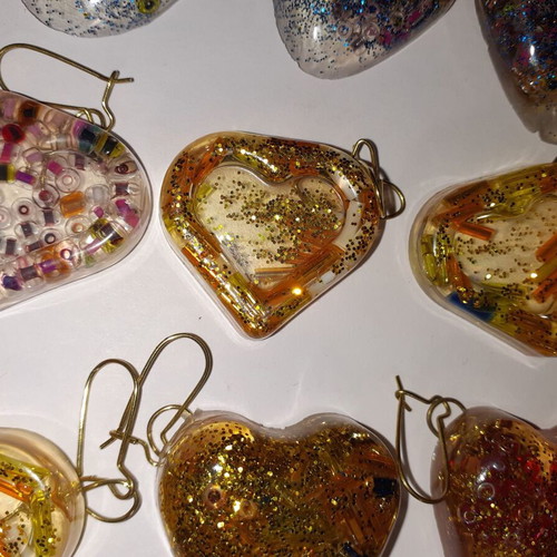 Handmade earrings pack of 38 pairs with liquid glass material