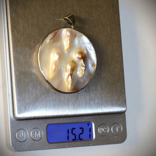 Rare mother of pearl shell pendant with 925 silver Nature Ocean SBTS038B new