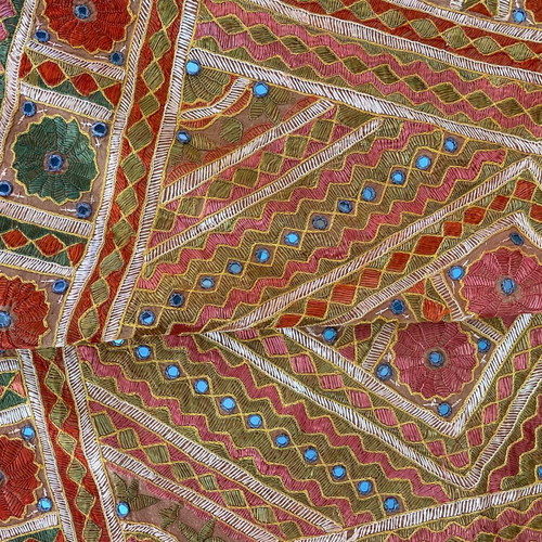 Ethnik throw like new with geometric pattern and terracotta base