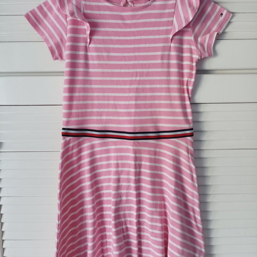 Tommy Hilfiger cotton dress for girl 12-14 years like new, white and pink