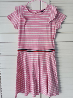 Tommy Hilfiger cotton dress for girl 12-14 years like new, white and pink
