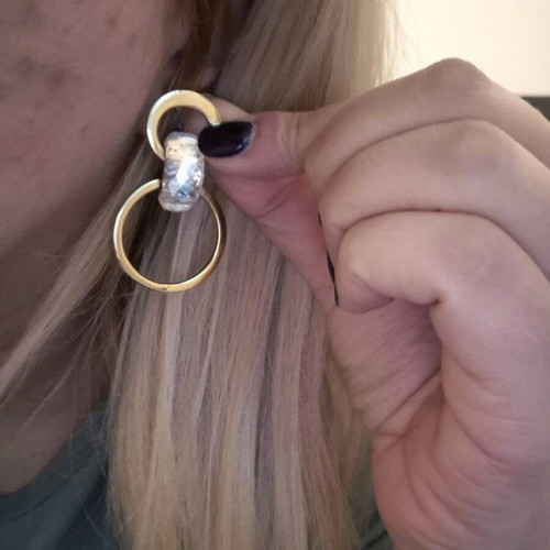 Dangling gold-plated earrings used, unique design