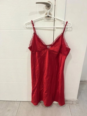 Red Satin Nightie Nightdress Nightgown by Fleur Bodywear size Large like new