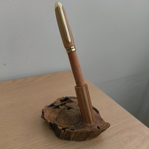 Olive Wood Pen with Natural Base, Refillable, Gift Spare