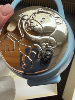 Pacifier Box new, plastic with silver, blue