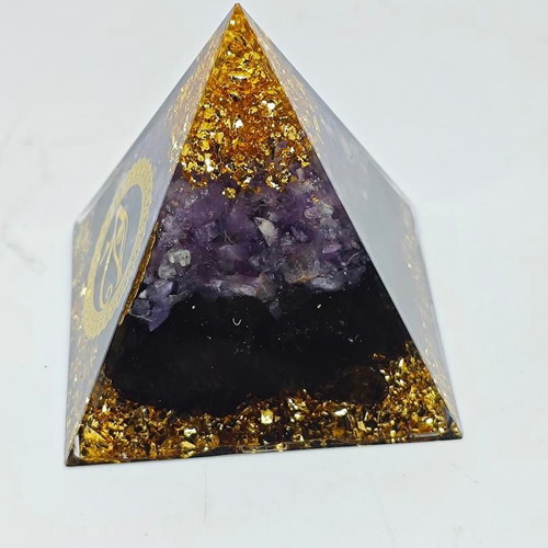 Amethyst Orgone Pyramid with Eye of Horus, like new