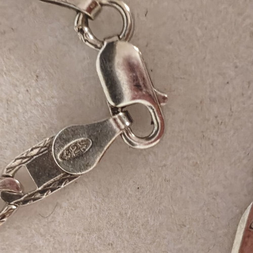 Unisex Italian 925 silver chain with flat links, 57 cm