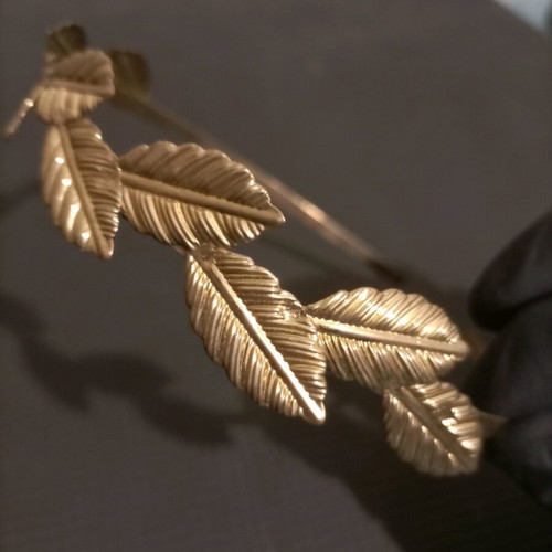 Metallic golden Daphne headband wreath ancient Greek style like new