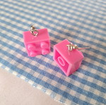 Pink Lego bricks earrings made to order