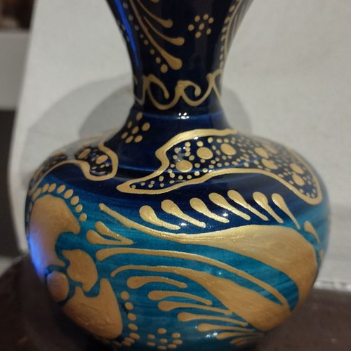 Handmade vase new, hand-painted, height 14 cm