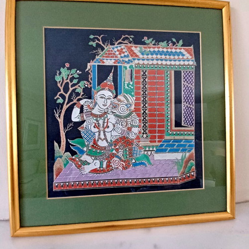 Art painting new hand-painted on silk fabric 40×40