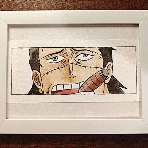 Sir Crocodile One Piece watercolor & ink artwork in 13x18 frame new