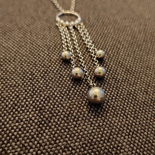 Silver necklace 925 Italian made with pendant and dangling beads new