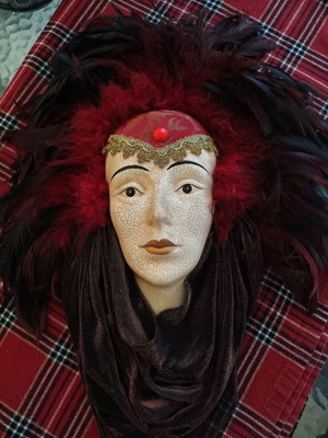 Venetian porcelain hanging mask vintage like new