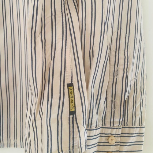 Armani Jeans striped dress shirt XL like new beige blue