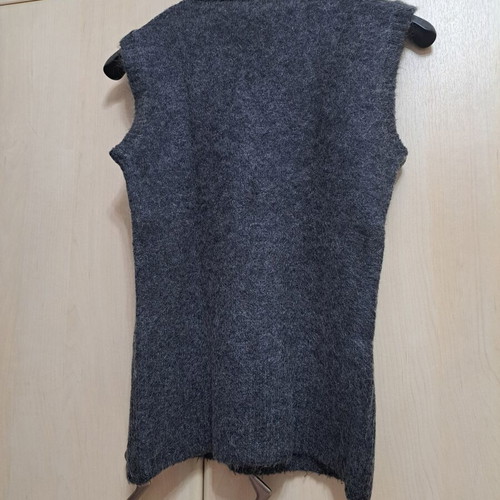 Wool sweater gray with black diamond pattern and silver embroidery, new