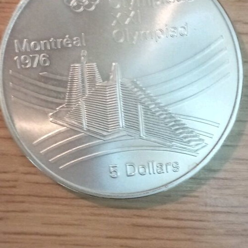 Silver 5 Dollar Coin 1976 Montreal Olympic Games New