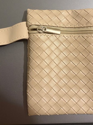 Toiletry bag with wristlet beige, new, set of 2 pieces