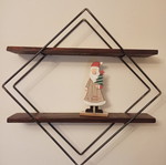 Wall shelf new handmade with 3D effect, fir wood and iron