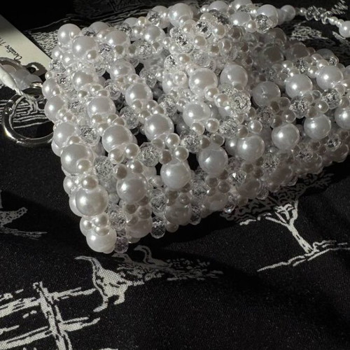 Small handmade beaded bag new, white