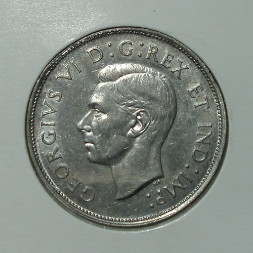 George VI 50 Canada Cents 1940 ασημένιο .800 μεταχειρισμένο με IND:IMP: