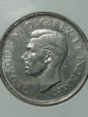 George VI 50 Canada Cents 1940 ασημένιο .800 μεταχειρισμένο με IND:IMP: