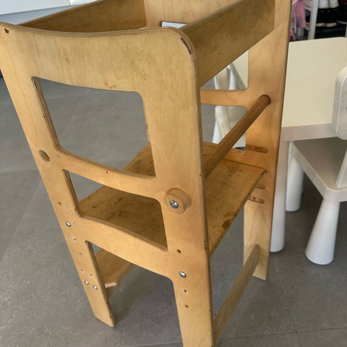Montessori Learning Tower used, natural wood adjustable height
