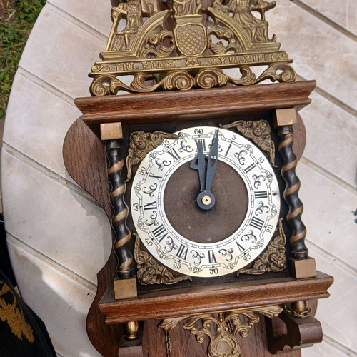 Antique wall clock used, analog, non-working mechanism