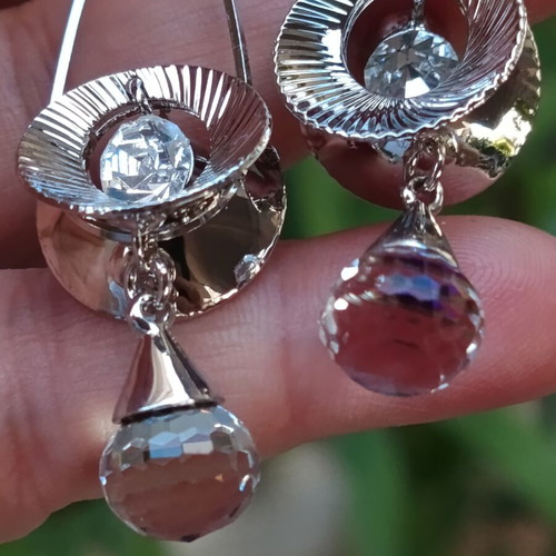 Vintage earrings with Swarovski crystals new, silver