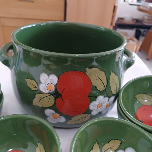 Punch set used ceramic Zeller Keramik Eden with red apple decoration