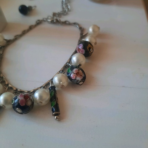 Bracelet like new with intricate black and white stones