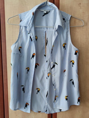 Tally Weijl sleeveless striped shirt with toucan print