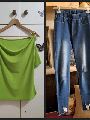 Spring set used with denim pants and light green blouse size Medium