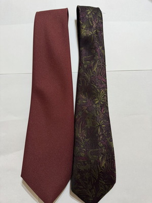 Vintage polyester ties set of 2 by Artsi and Classic Burgundy, used