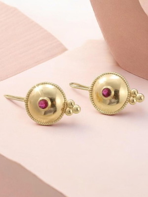 Earrings new, ancient Greek style, red and gold