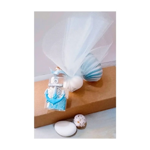 Glass Bottle Wedding Favor with Decorative Sand and Anchor, made to order