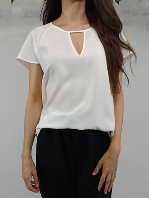 Desiree white blouse with front opening and back tie like new, size M