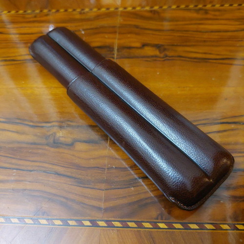 Leather case for 2 cigars new, brown