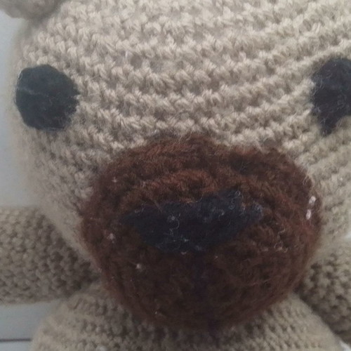 Crochet cat doll used, handmade, height 14 cm