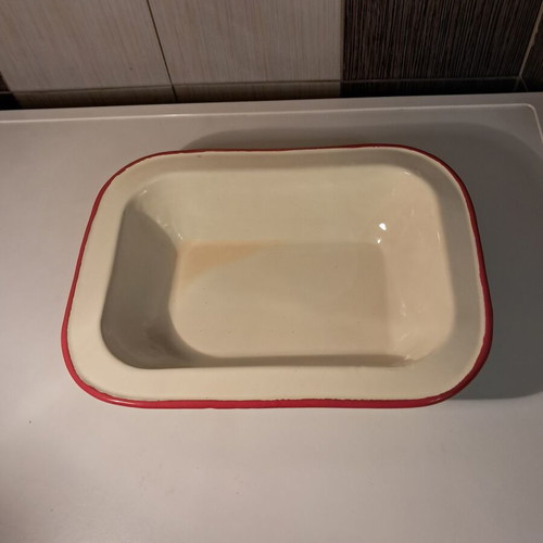 Vintage enamel kitchen baking tray like new, 28 x 21 cm