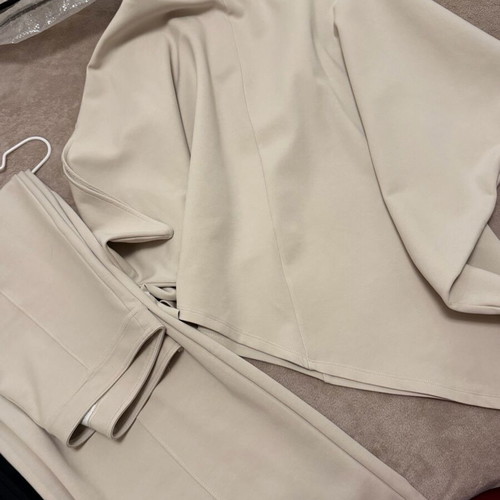 Zara set beige with asymmetrical turtleneck blouse and pants like new