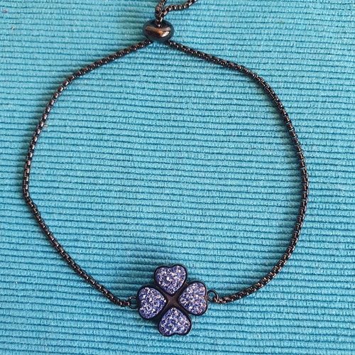 Folli Follie bracelet like new, black with blue crystals, adjustable