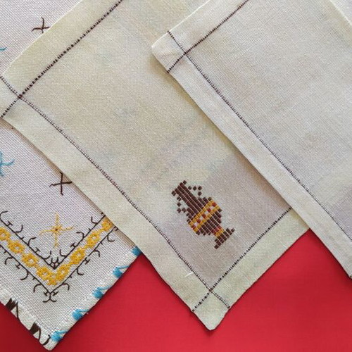 Vintage collection of 40 used embroidered linens
