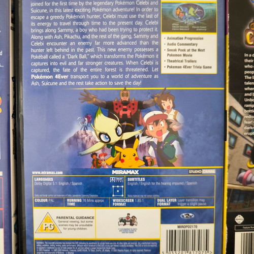 Pokemon Movie Collection DVD Bundle Lot, 6 movies