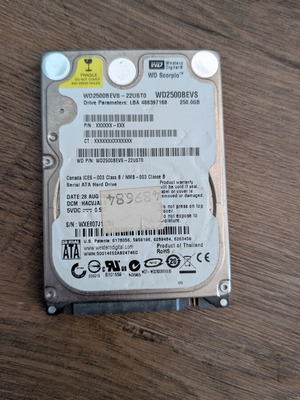 Western Digital Scorpio WD2500BEVS 2.5" 250GB HDD used