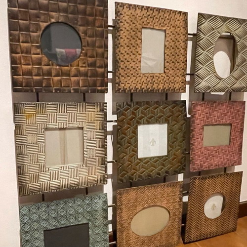 Metal wall photo frame with 9 slots like new