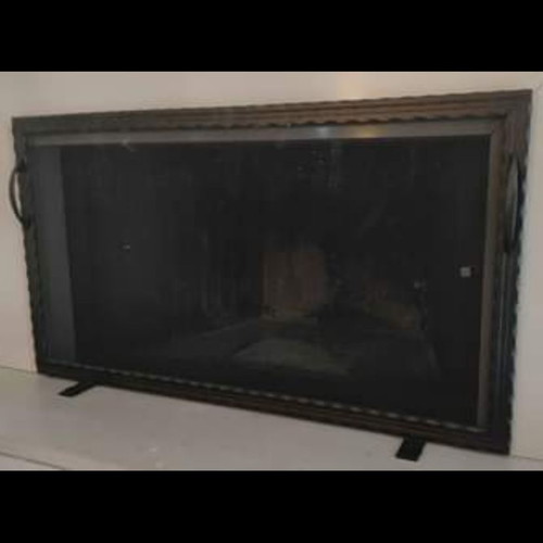 Fireplace screen new 90x50 cm with solid iron frame and mesh